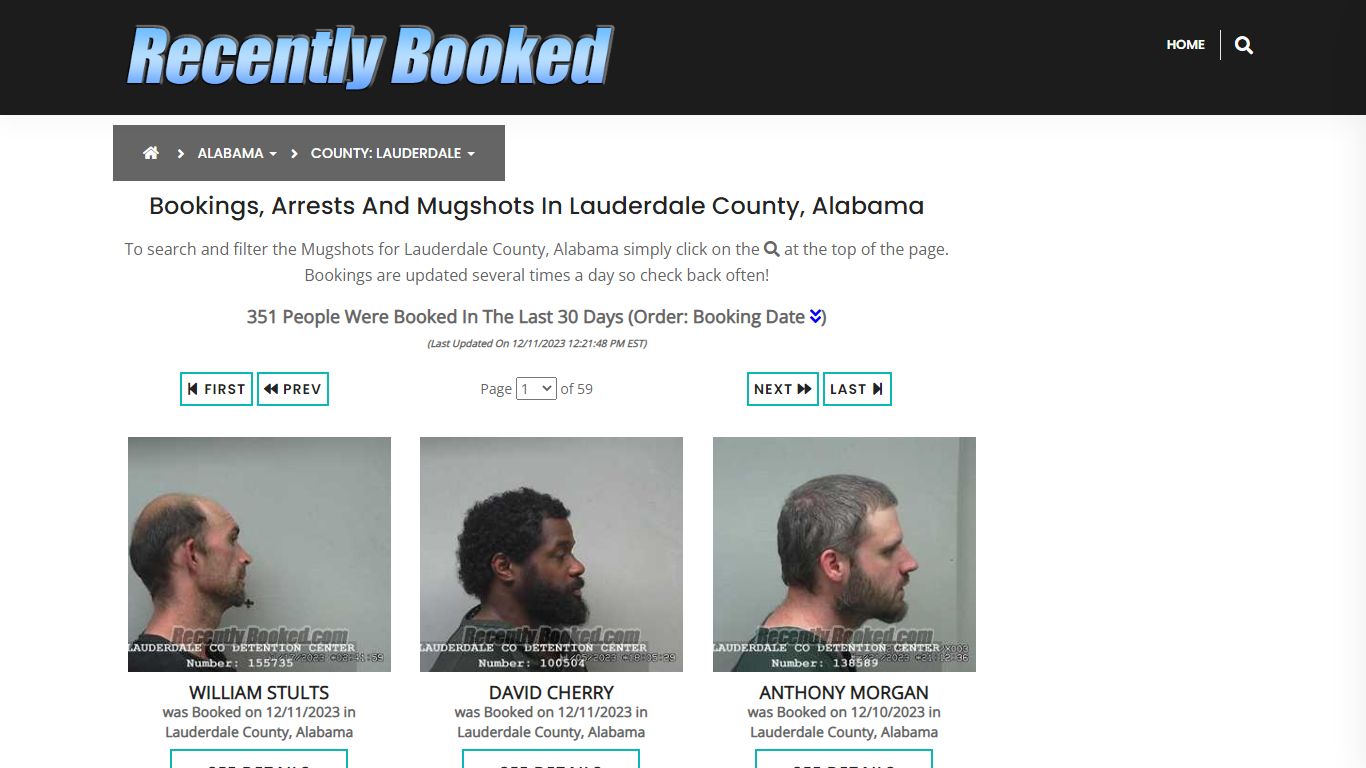 Bookings, Arrests and Mugshots in Lauderdale County, Alabama